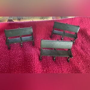 Vintage 3 Department 56 small Metal benches!